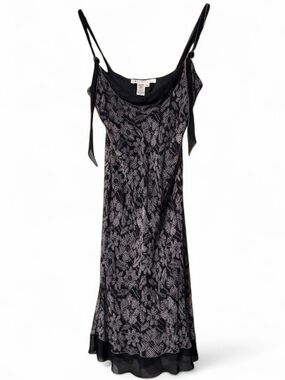 Y2K Black and grey mesh Max Studio silk maxi dress with adjustable straps